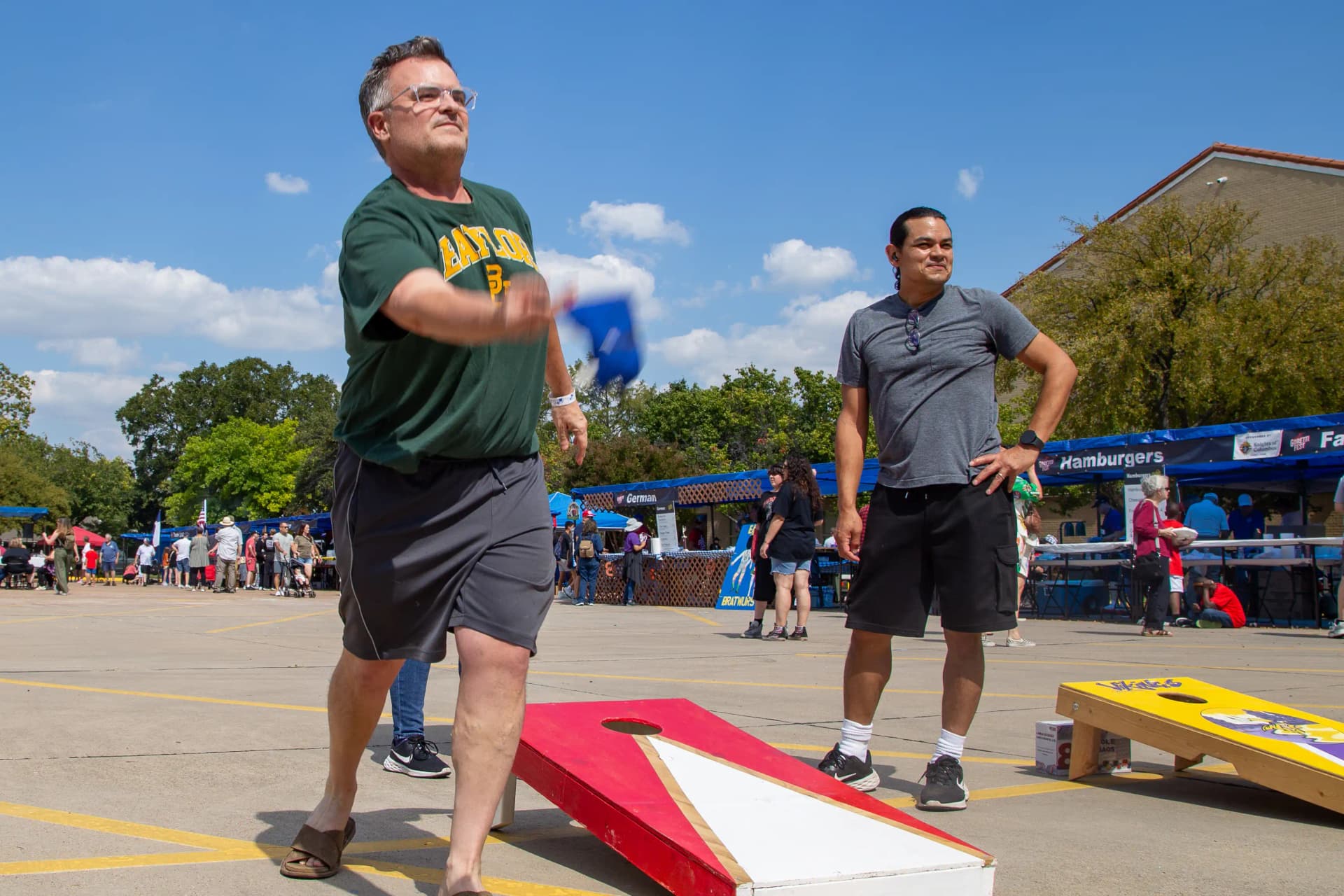 festival attendees playing Cornhole in the Cornhole tournament at GorettiFest festival